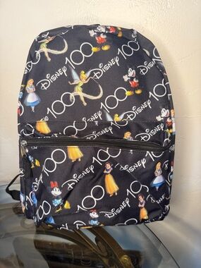 Disney Black 100th Anniversary Character Print Backpack